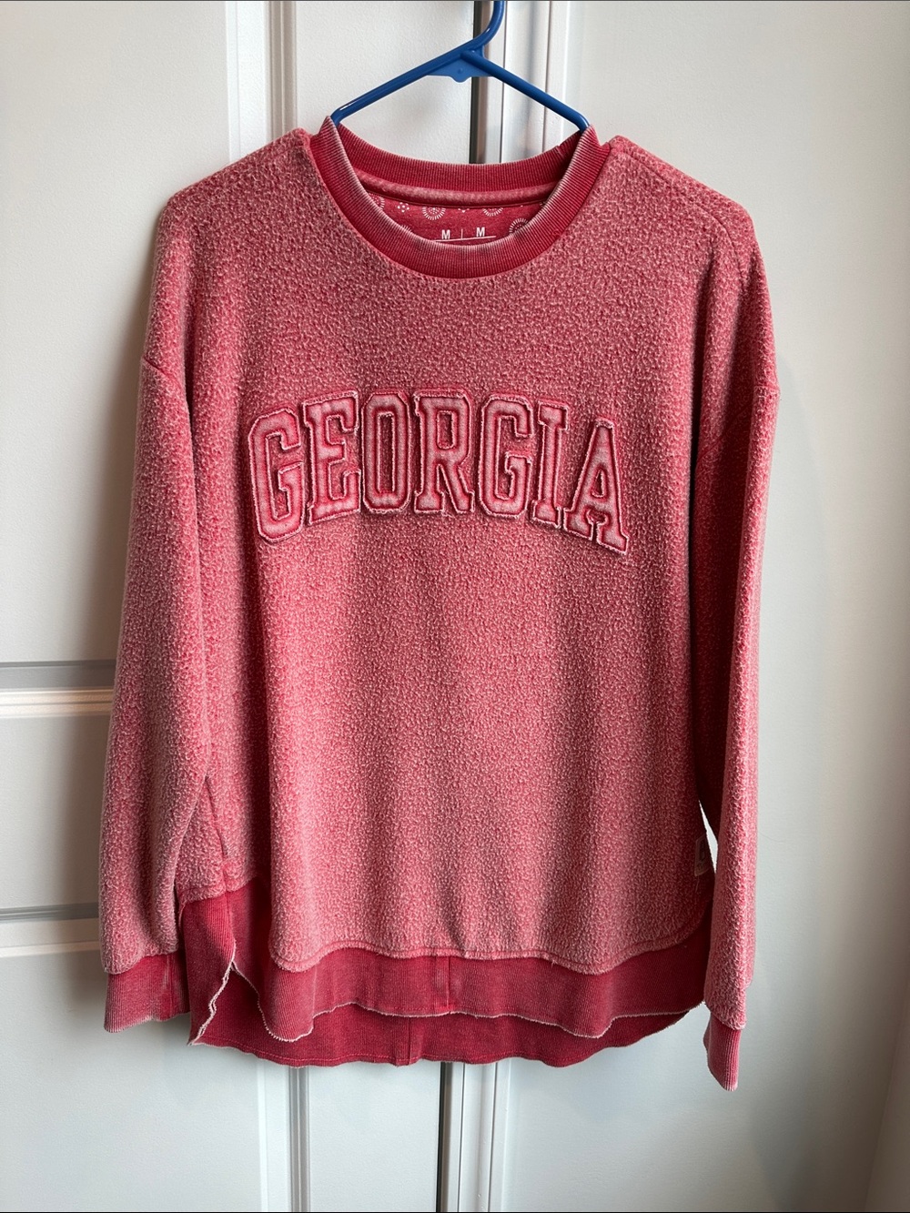 Georgia Embroidered Fleece Sweatshirt - Red